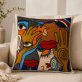 Cushion Cover | Handmade |  Modern Art Collection | Chain Stitch Embroidery | 18 by 18
