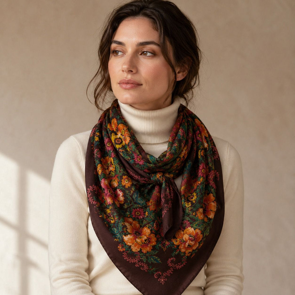 Floral 100% Silk Scarf | Luxury Digital Print