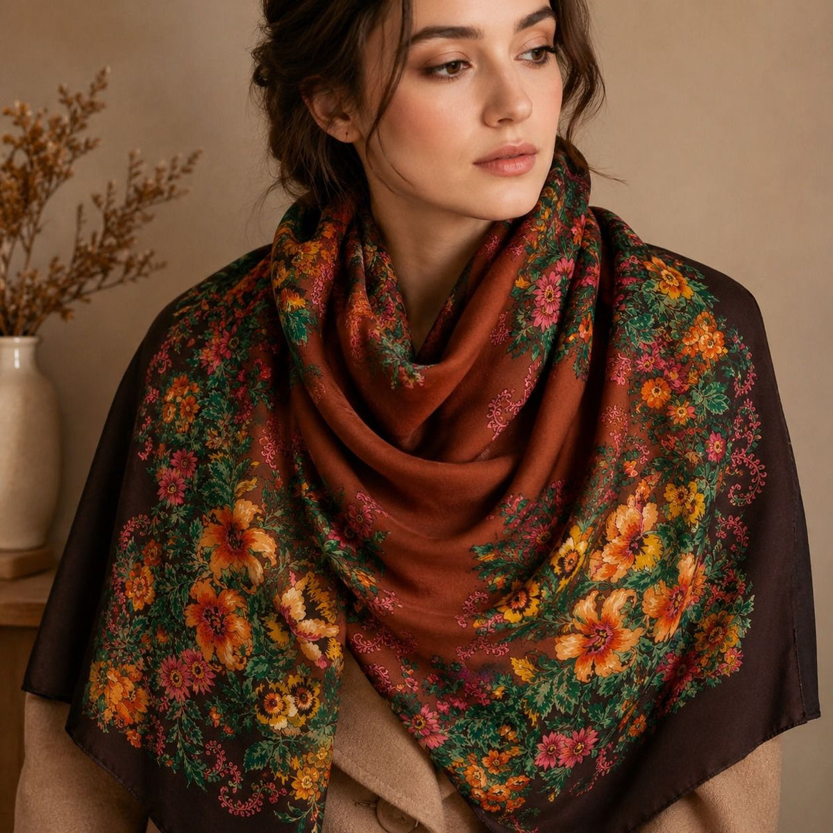 Floral 100% Silk Scarf | Luxury Digital Print