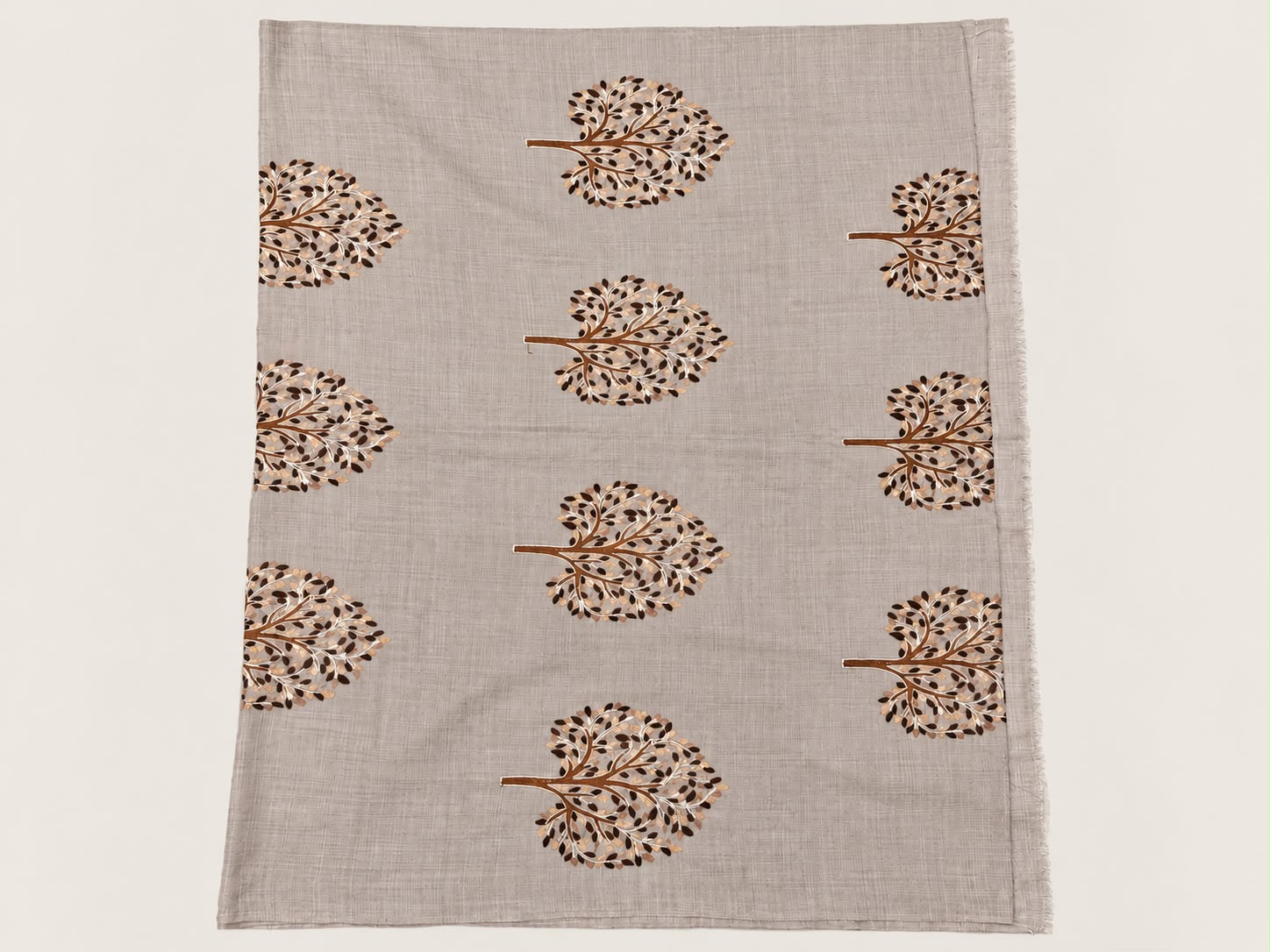 Cashmere Merino Wool Stole –  Ivory Botanical