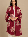 Cashmere Merino Wool Stole – Maroon Botanical