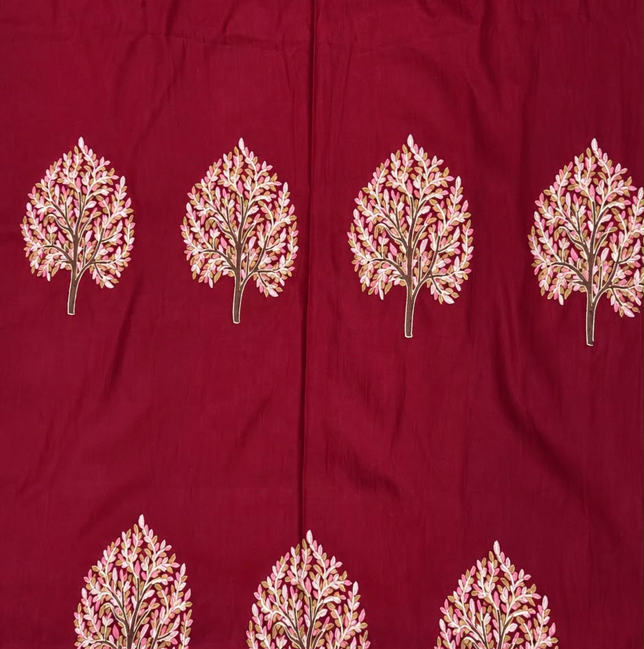 Cashmere Merino Wool Stole – Maroon Botanical