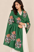 Midnight Bloom -  Cashmere Merino Wool Embroidered Stole