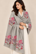 Whispers of Winter - Cashmere Merino Wool Embroidered Stole
