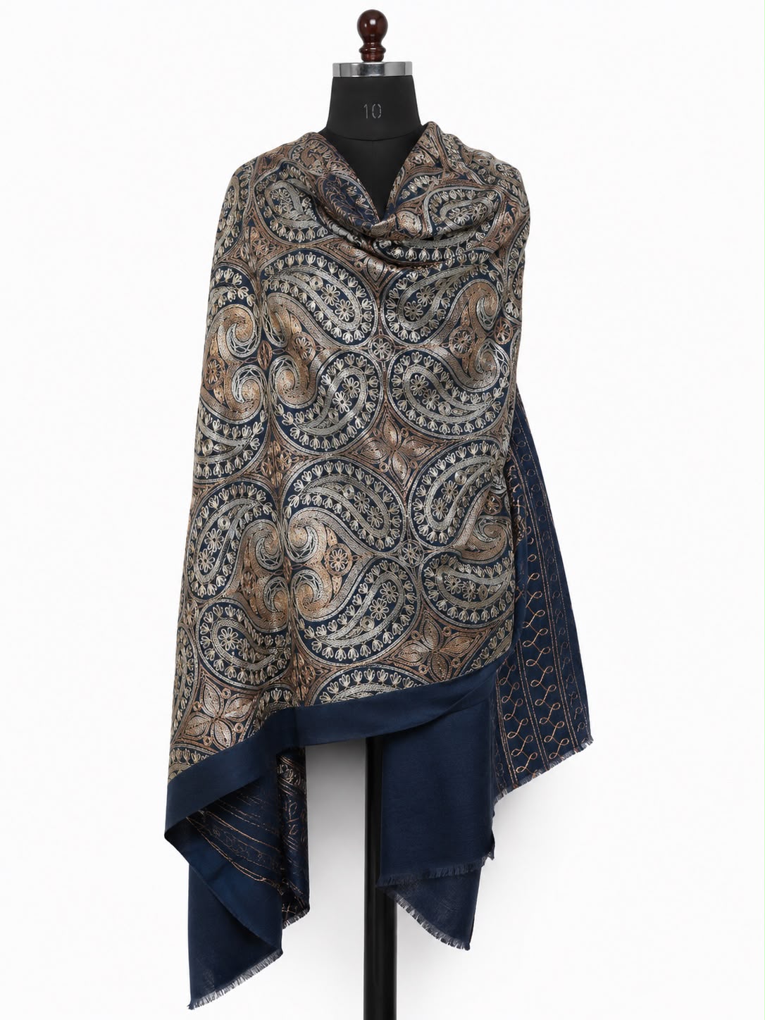 Heritage Paisley Cashmere Merino Wool Embroidered Stole