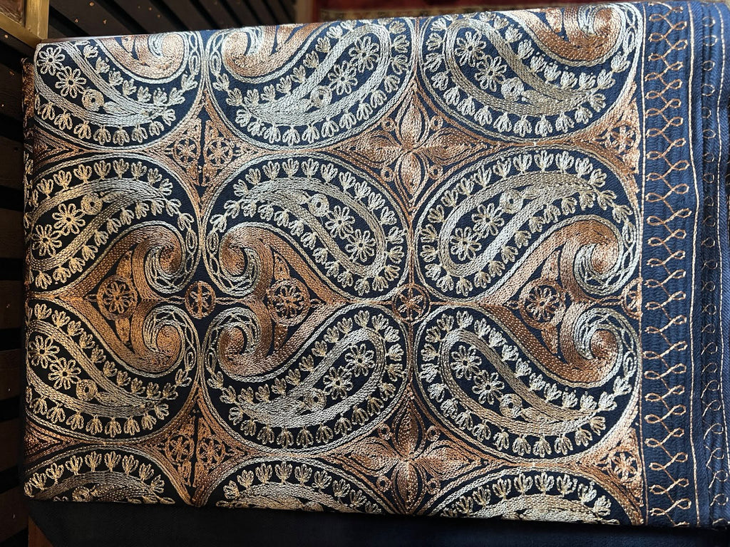 Heritage Paisley Cashmere Merino Wool Embroidered Stole
