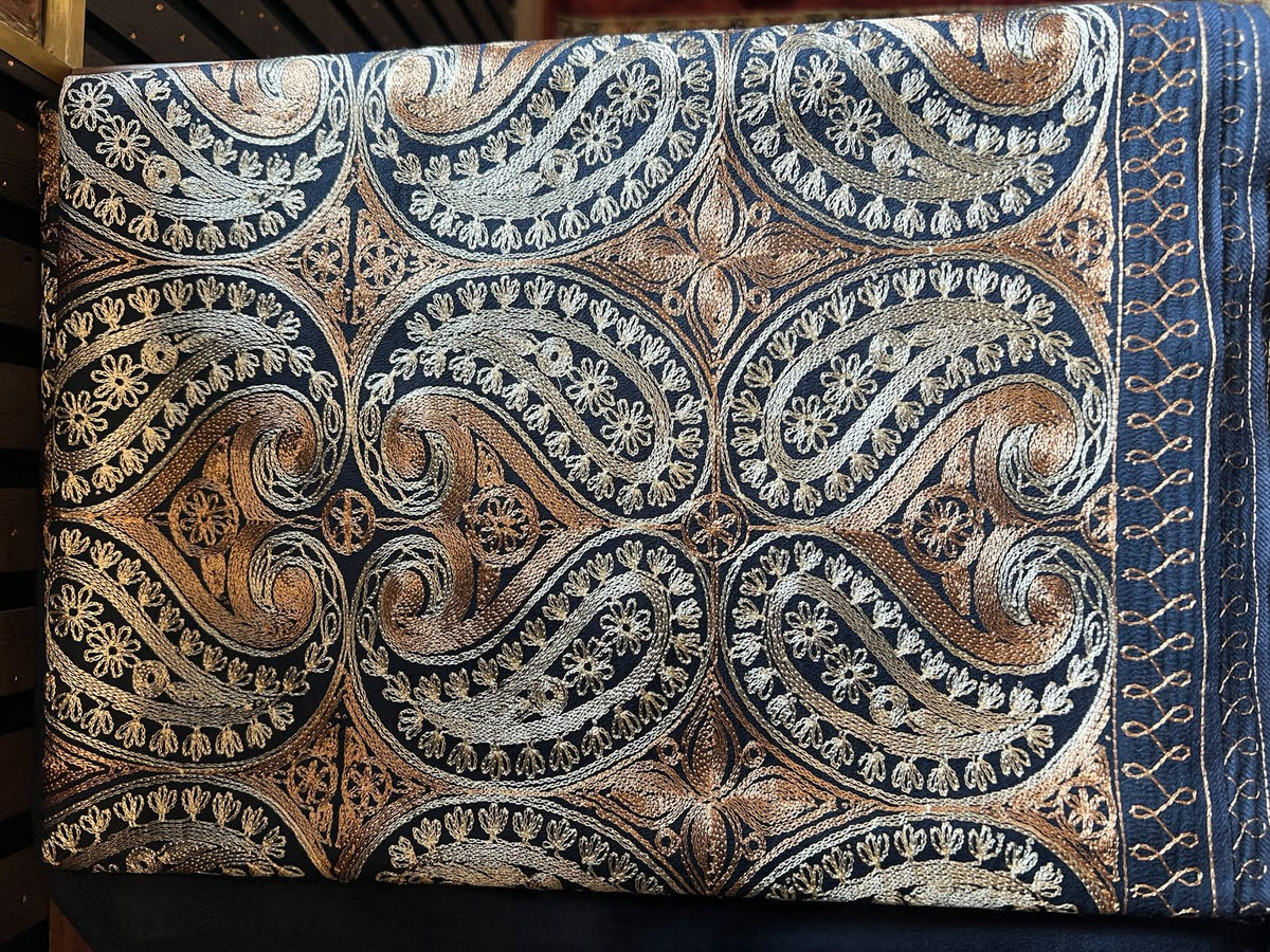 Heritage Paisley Cashmere Merino Wool Embroidered Stole