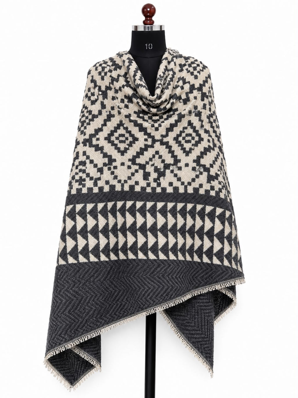 Ikkat Cashmere Merino Wool Embroidered Stole