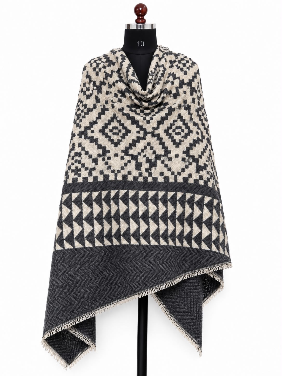 Ikkat Cashmere Merino Wool Embroidered Stole