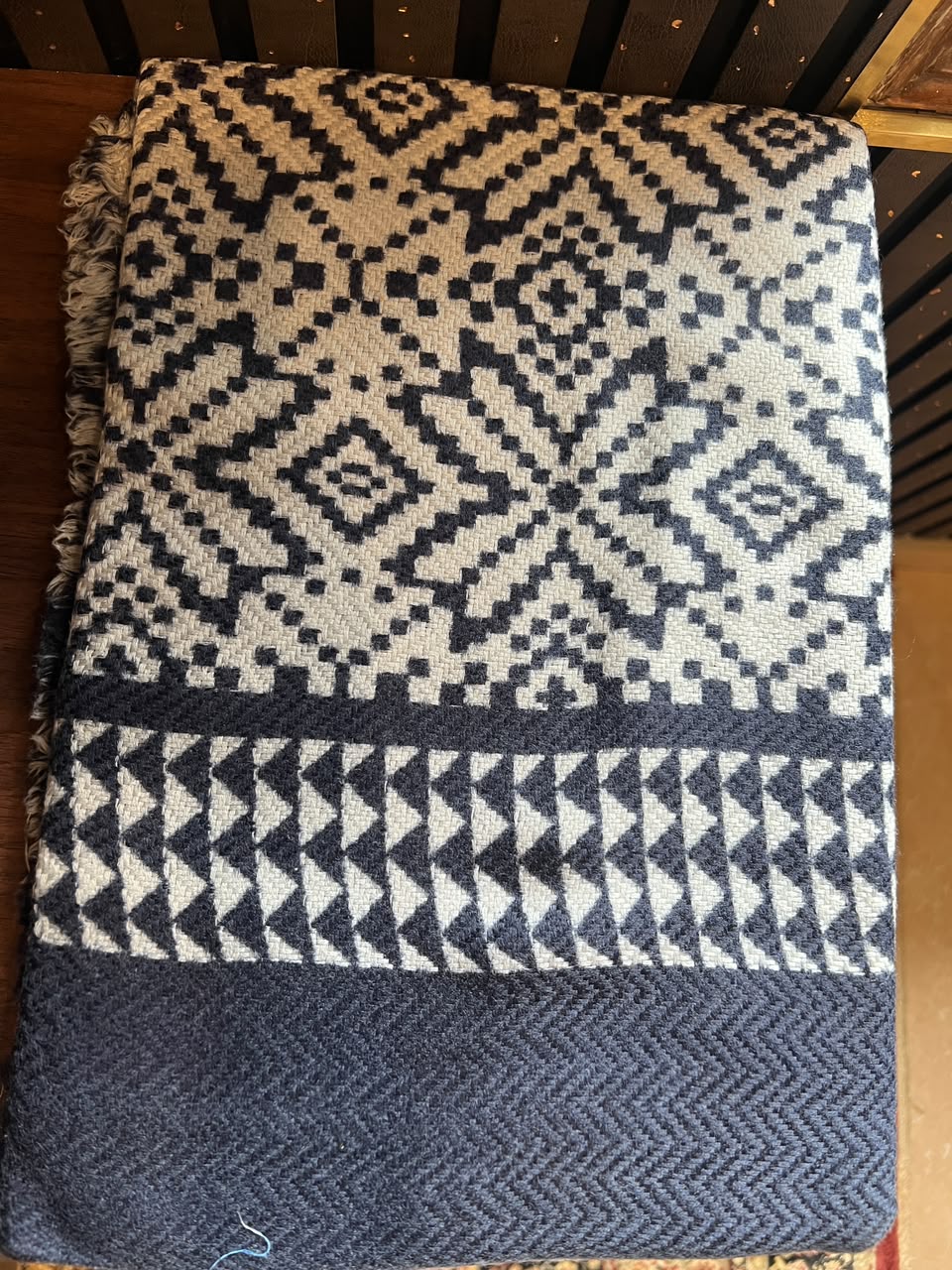 Ikkat Cashmere Merino Wool Embroidered Stole