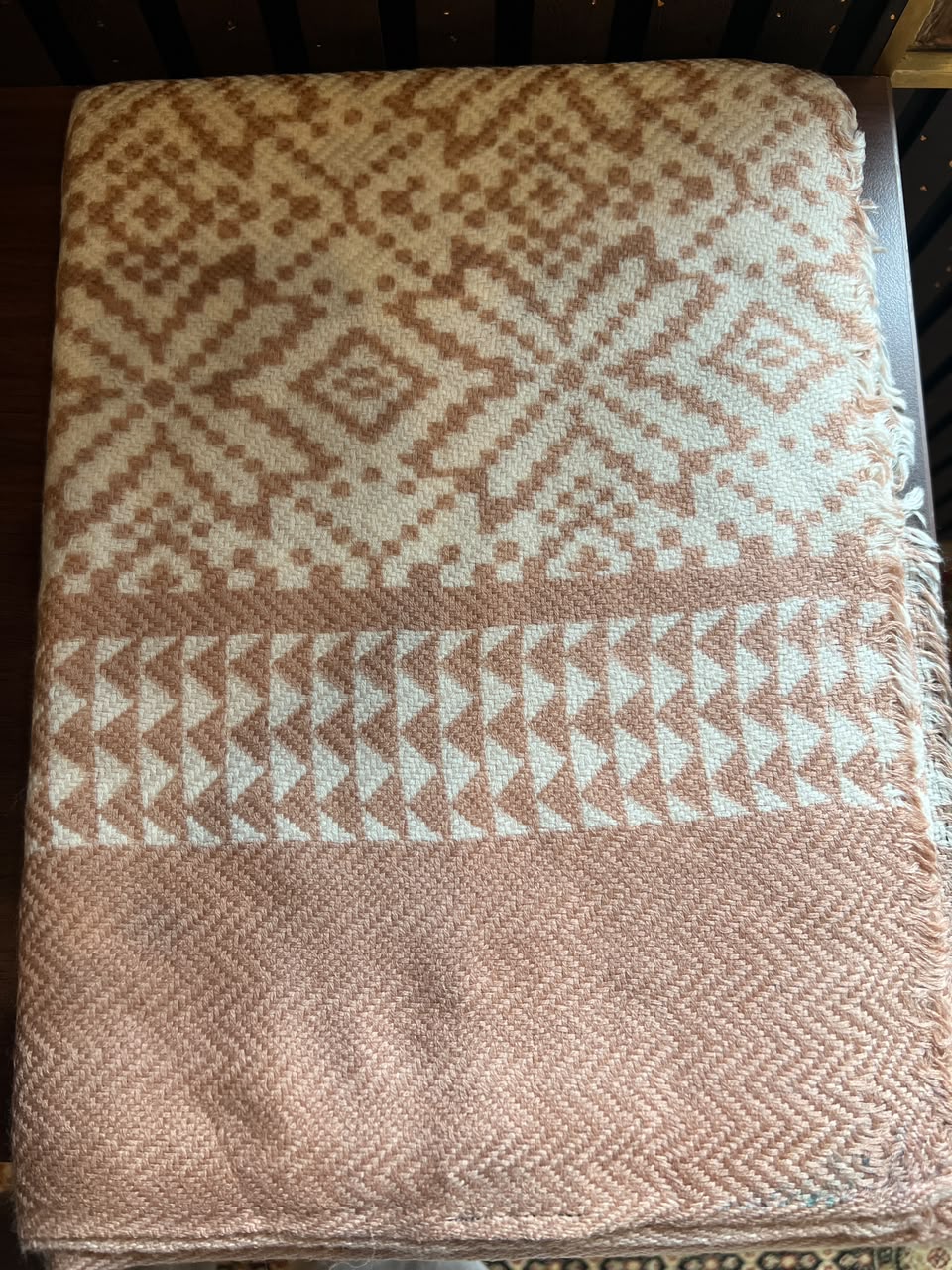 Ikkat Cashmere Merino Wool Embroidered Stole