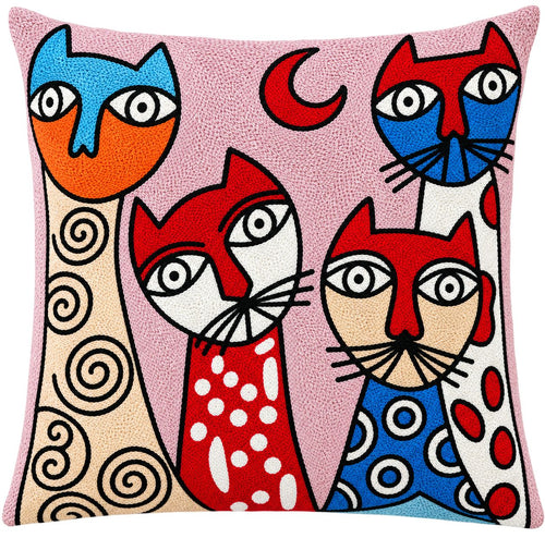 Cushion Cover | Handmade |  Modern Art Collection | Chain Stitch Embroidery | 16 by 16